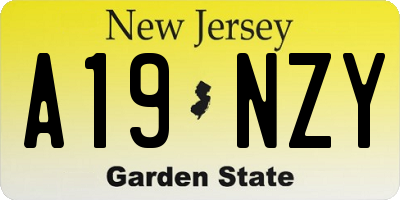 NJ license plate A19NZY