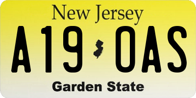 NJ license plate A19OAS
