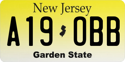 NJ license plate A19OBB