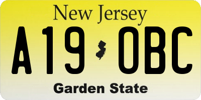NJ license plate A19OBC
