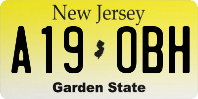 NJ license plate A19OBH
