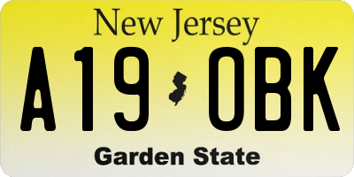 NJ license plate A19OBK
