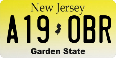 NJ license plate A19OBR