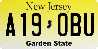 NJ license plate A19OBU
