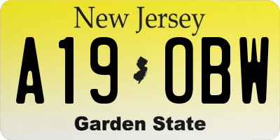 NJ license plate A19OBW