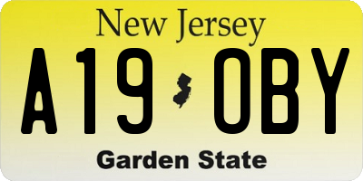 NJ license plate A19OBY