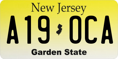NJ license plate A19OCA