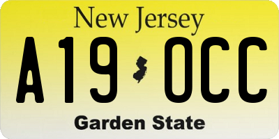 NJ license plate A19OCC