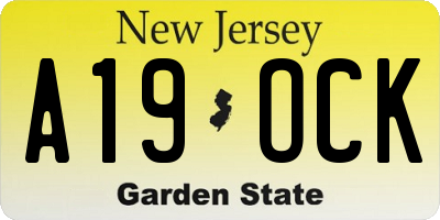 NJ license plate A19OCK