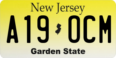 NJ license plate A19OCM
