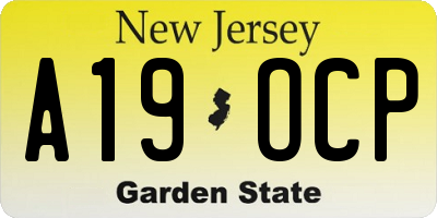 NJ license plate A19OCP