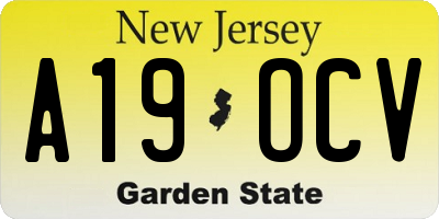NJ license plate A19OCV