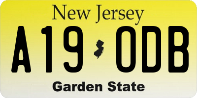 NJ license plate A19ODB