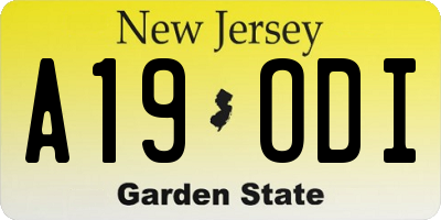 NJ license plate A19ODI