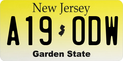 NJ license plate A19ODW