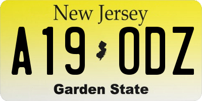 NJ license plate A19ODZ