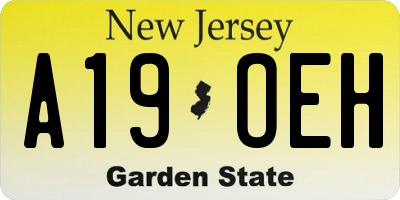 NJ license plate A19OEH