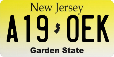 NJ license plate A19OEK