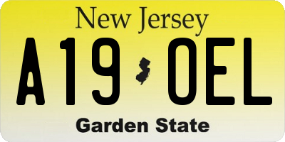 NJ license plate A19OEL