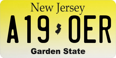 NJ license plate A19OER