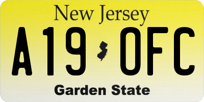 NJ license plate A19OFC