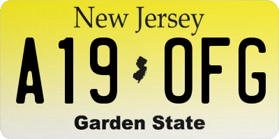 NJ license plate A19OFG