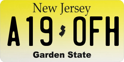 NJ license plate A19OFH