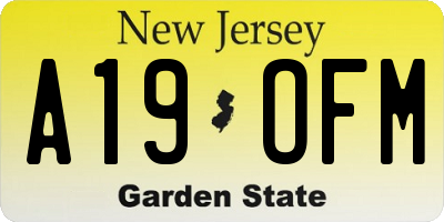 NJ license plate A19OFM