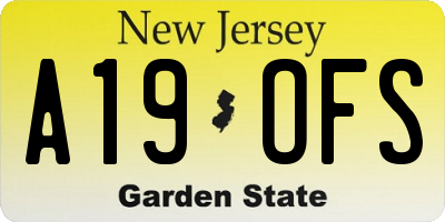 NJ license plate A19OFS