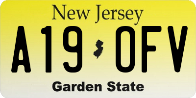 NJ license plate A19OFV