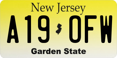 NJ license plate A19OFW