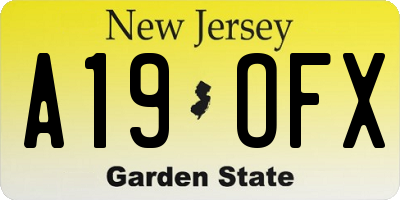 NJ license plate A19OFX