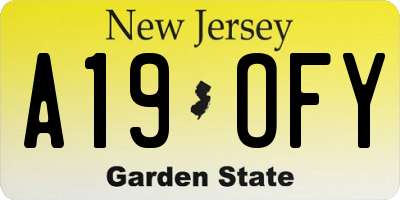 NJ license plate A19OFY