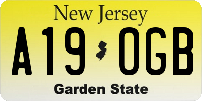 NJ license plate A19OGB