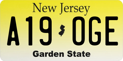 NJ license plate A19OGE