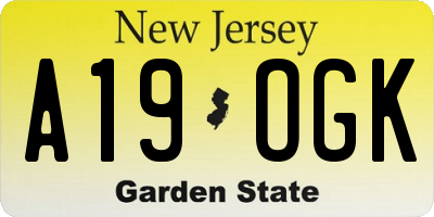 NJ license plate A19OGK
