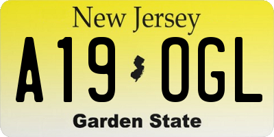 NJ license plate A19OGL