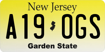 NJ license plate A19OGS