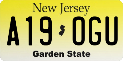 NJ license plate A19OGU