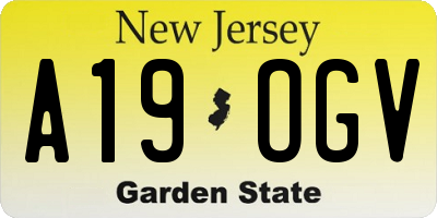 NJ license plate A19OGV