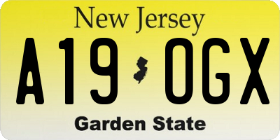 NJ license plate A19OGX