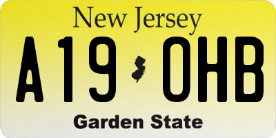 NJ license plate A19OHB