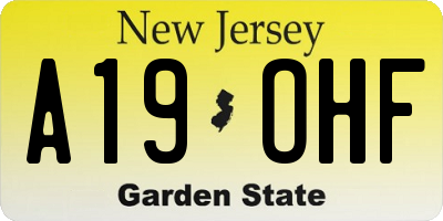 NJ license plate A19OHF