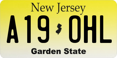NJ license plate A19OHL