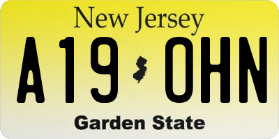 NJ license plate A19OHN