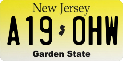 NJ license plate A19OHW