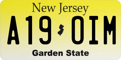 NJ license plate A19OIM