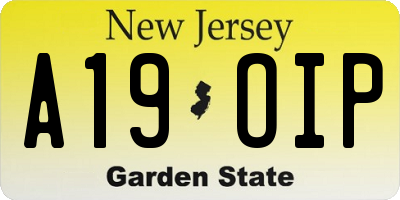 NJ license plate A19OIP
