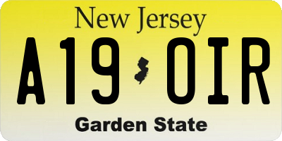 NJ license plate A19OIR