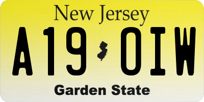 NJ license plate A19OIW